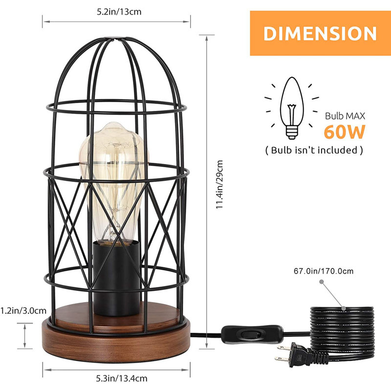 Lampe de table noire 11,4 po Lapria