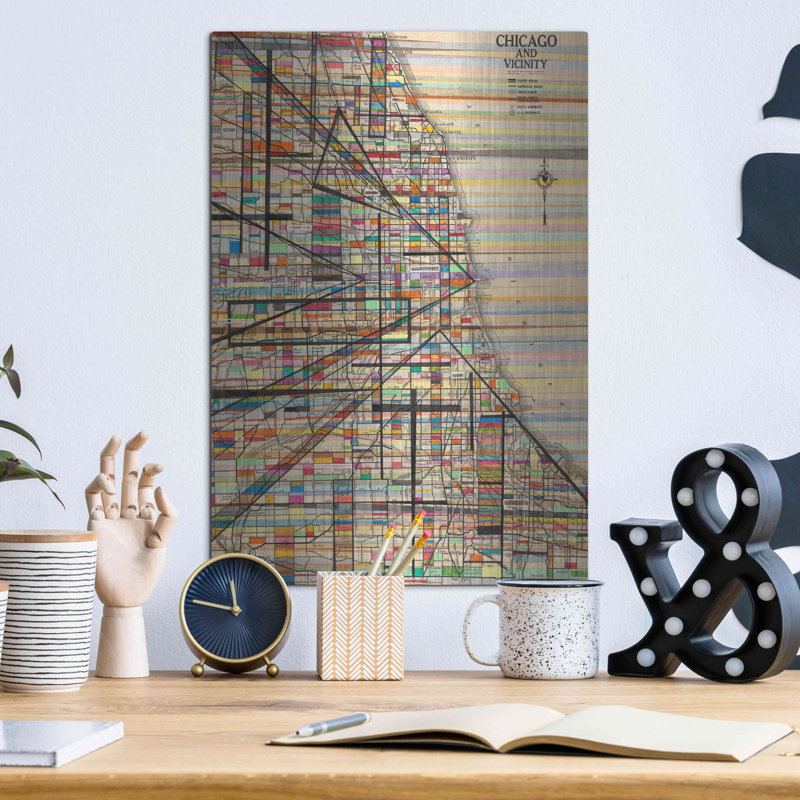 "Carte moderne de Chicago" par Nikki Galapon, H 16 po x l 12 po