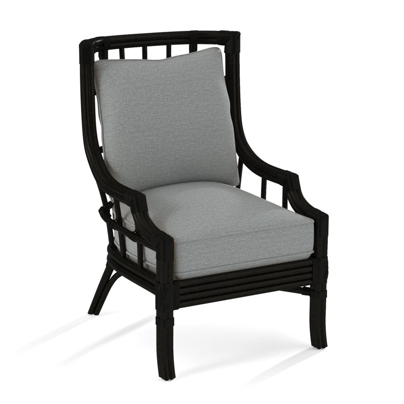 Fauteuil large 28,5 po Seville, Tissu performance bleu clair 0851-55, Noir antique