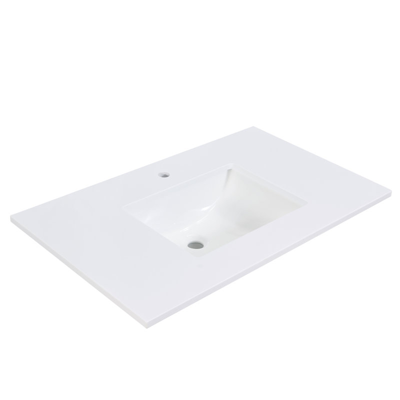 Snow White 37" Stone Vanity Top with Undermount Sink