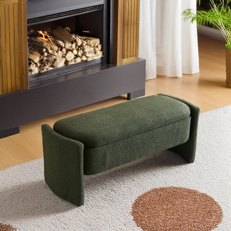 Simple Long shaped Ottoman Bench, Dark Green