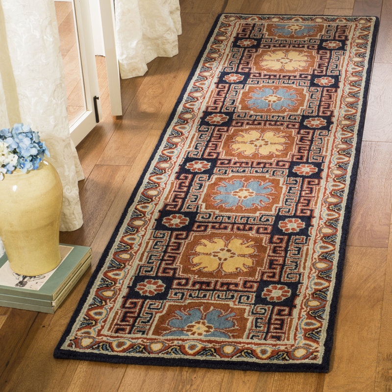 Tapis oriental en laine touffeté à la main Wahcheechee, Tapis de couloir 2 pi 3 po x 8 pi