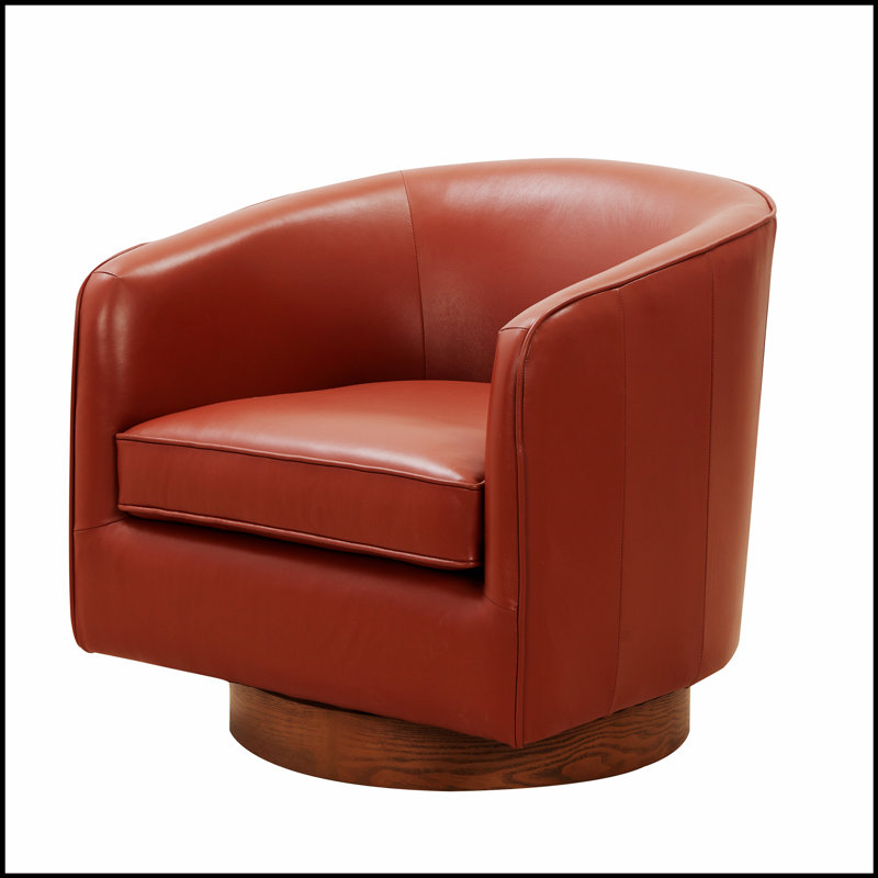 Fauteuil pivotant en cuir fleur Tessa Caramel