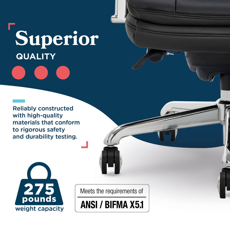 Sonata Leather Swivel Executive Office Chair, Black, Chrome