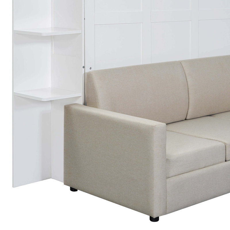 Grand lit escamotable blanc avec canapé Murphy