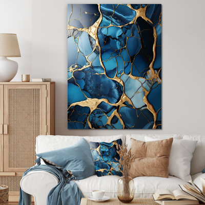 Or et mosaïque de marbre bleu saphir VI