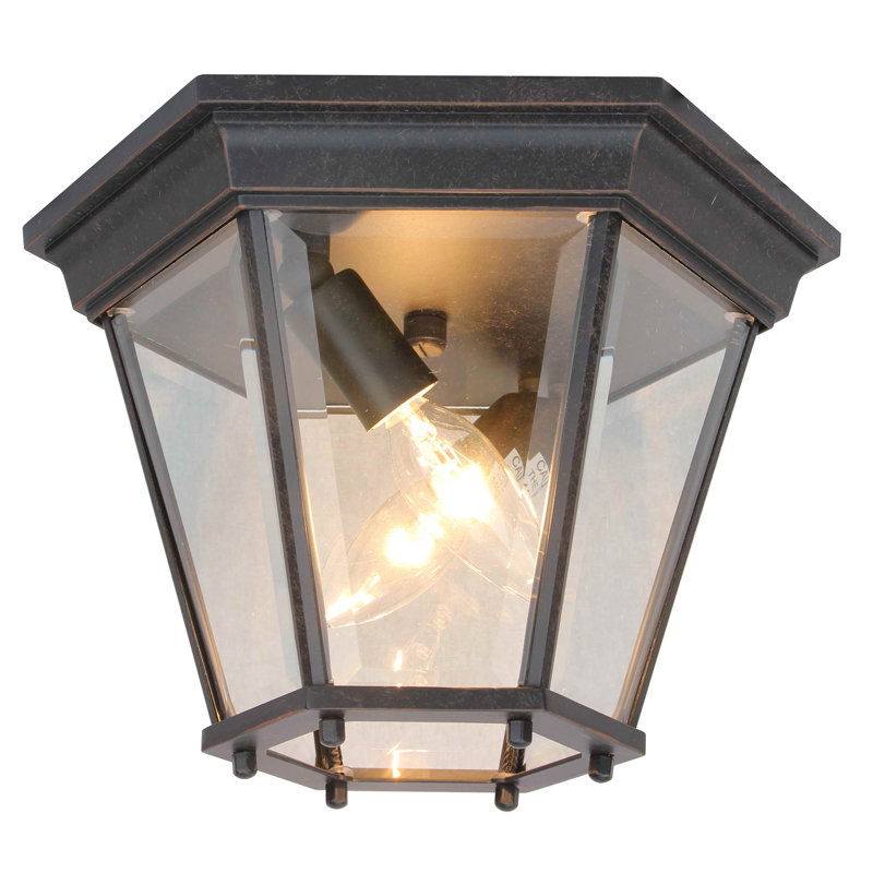 11-inch Rubbed Bronze and Clear Glass Globe Ceiling Lantern