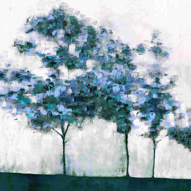 Doux arbres peints en bleu, L 12 po x H 12 po