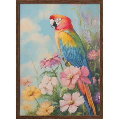 «Colorful Parrot», art mural texturé encadré
