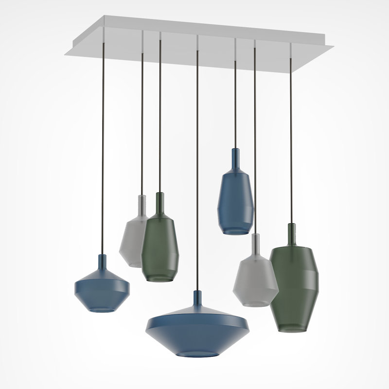 Mom Rectangular Chandelier 7 Pendants, Mixed Color