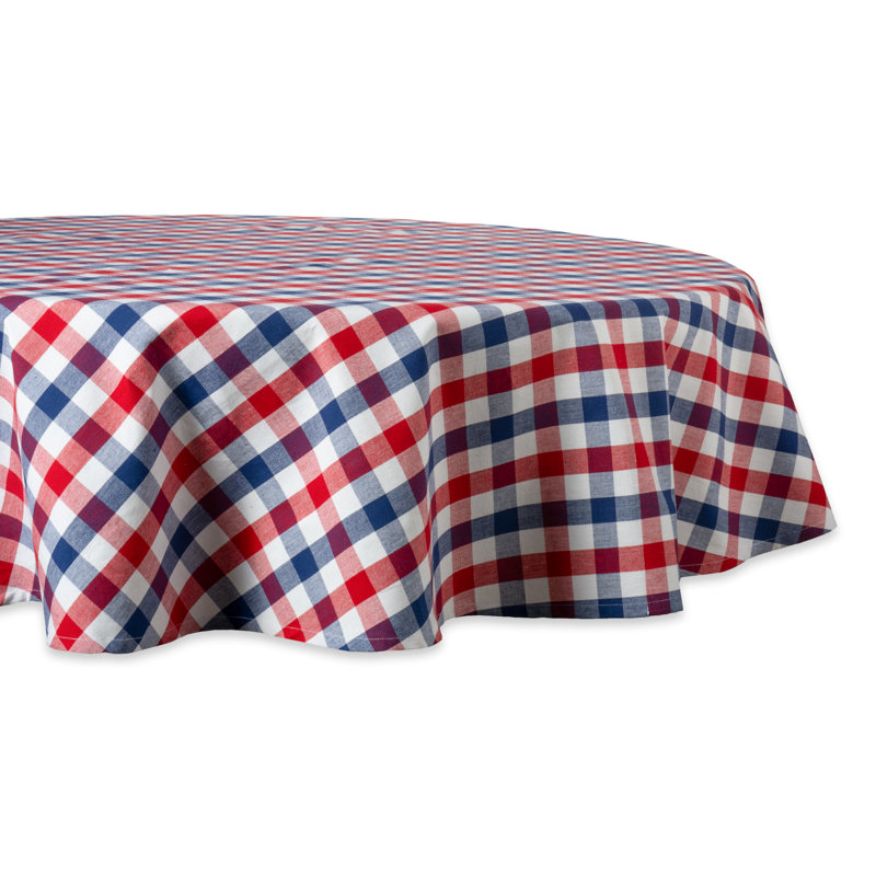 Estacia Checkered 100% Cotton Tablecloth, Red/Blue, 84" L x 60" W, Gingham