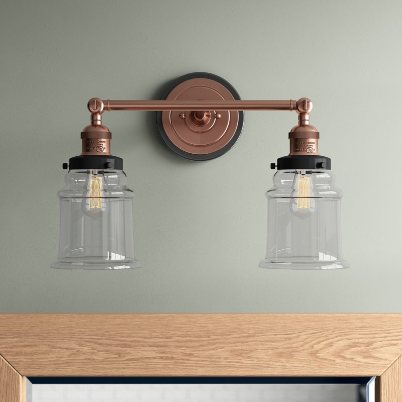 Éclairage pour salle de bain 2 lumières en cuivre antique à intensité variable Alexandira