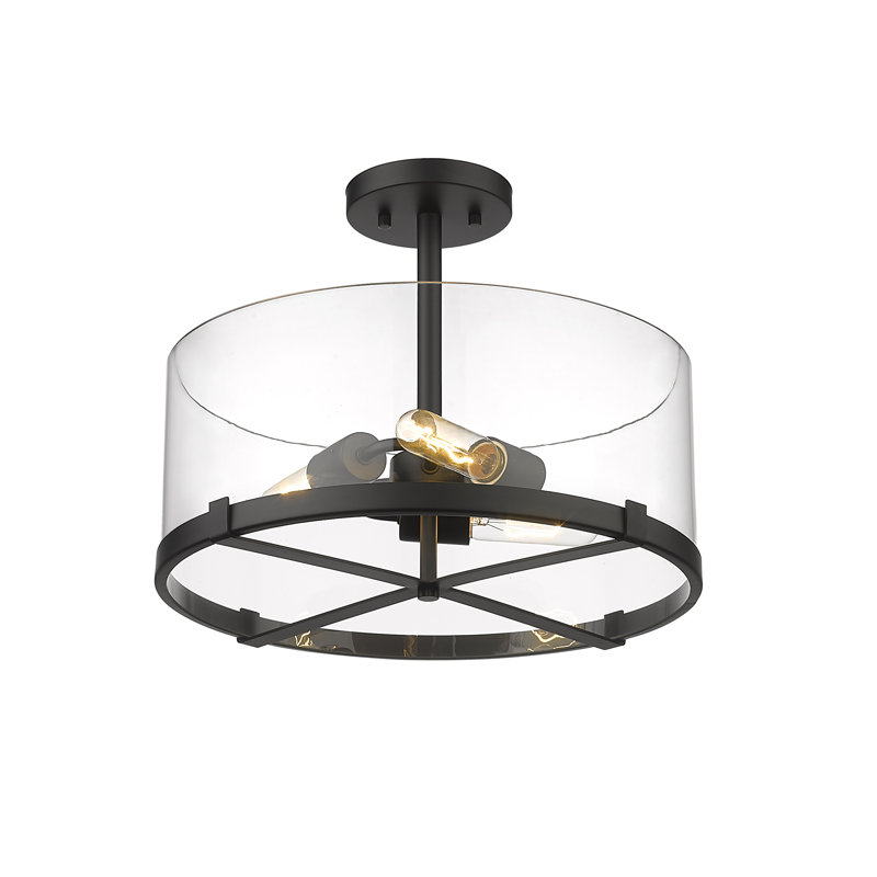 Plafonnier semi-encastré 3 lumières 16,5 po Mabe, Noir mat