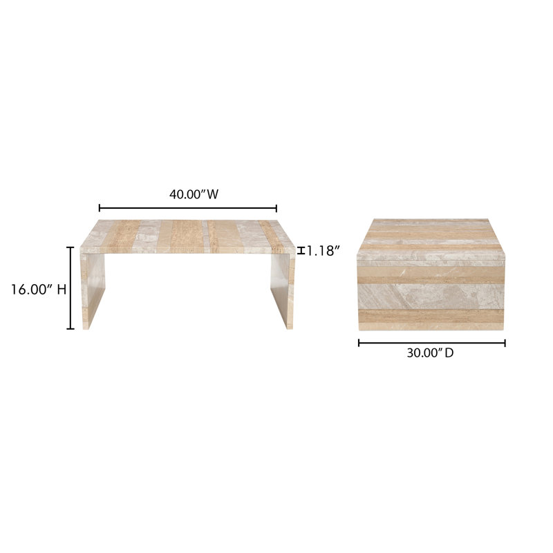 Kelly Marble Coffee Table, Beige/Cream/Tan