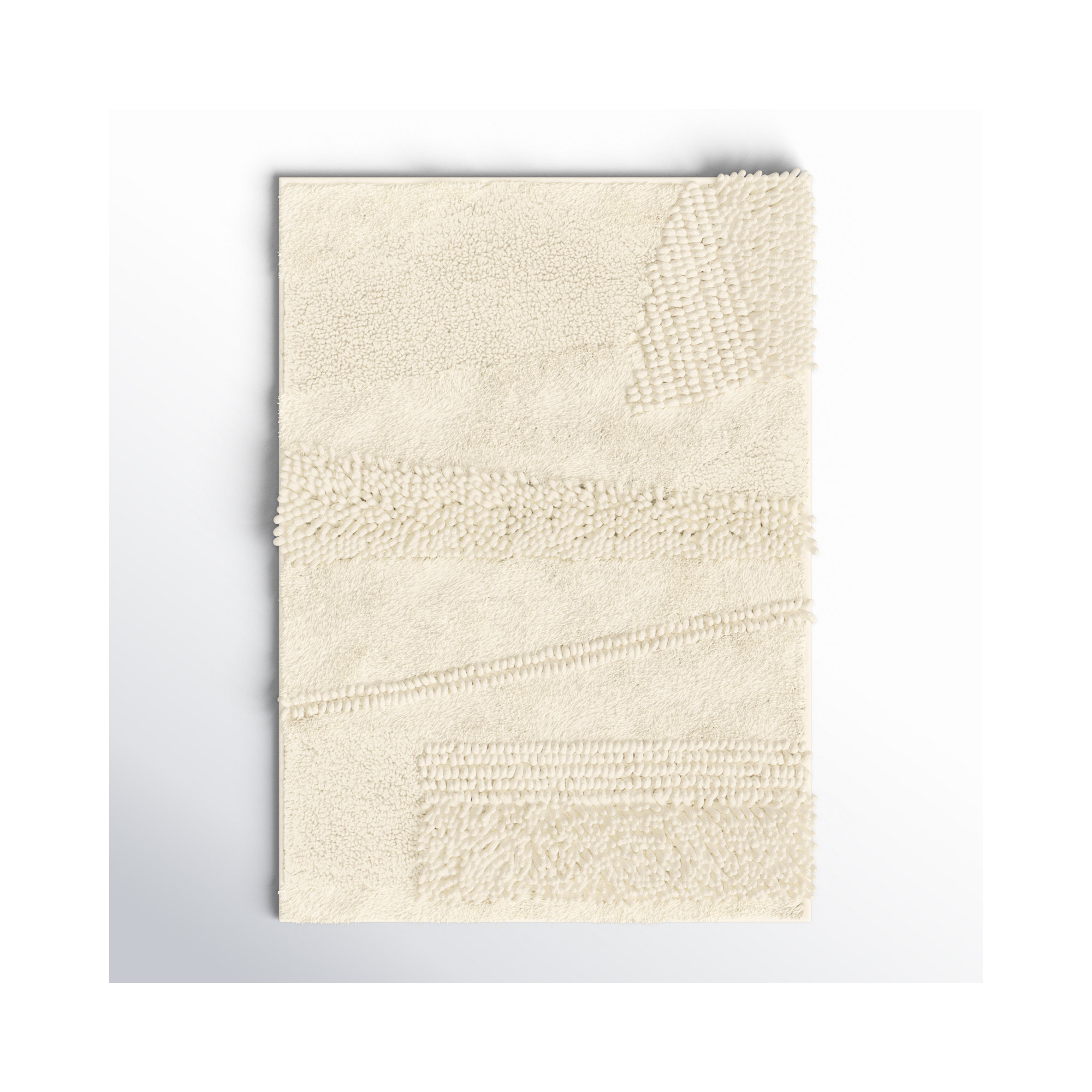 Laverne Solid Cotton Bath Rug, 17" W x 24" L, Parchment