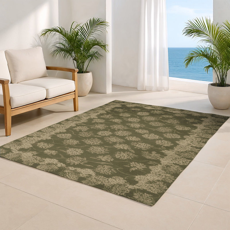 Tapis d'intérieur et d'extérieur brun Botanical, Rectangulaire 8 pi x 10 pi