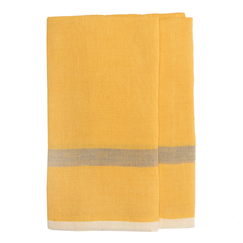 Torchon Tegan, Moutarde / Gris