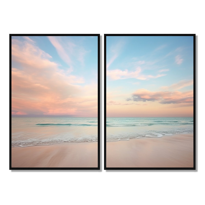 «Peach Sky Photo Astral Symphony V», art mural pêche, Black, 36" H x 48" W, Impression encadrée flottante