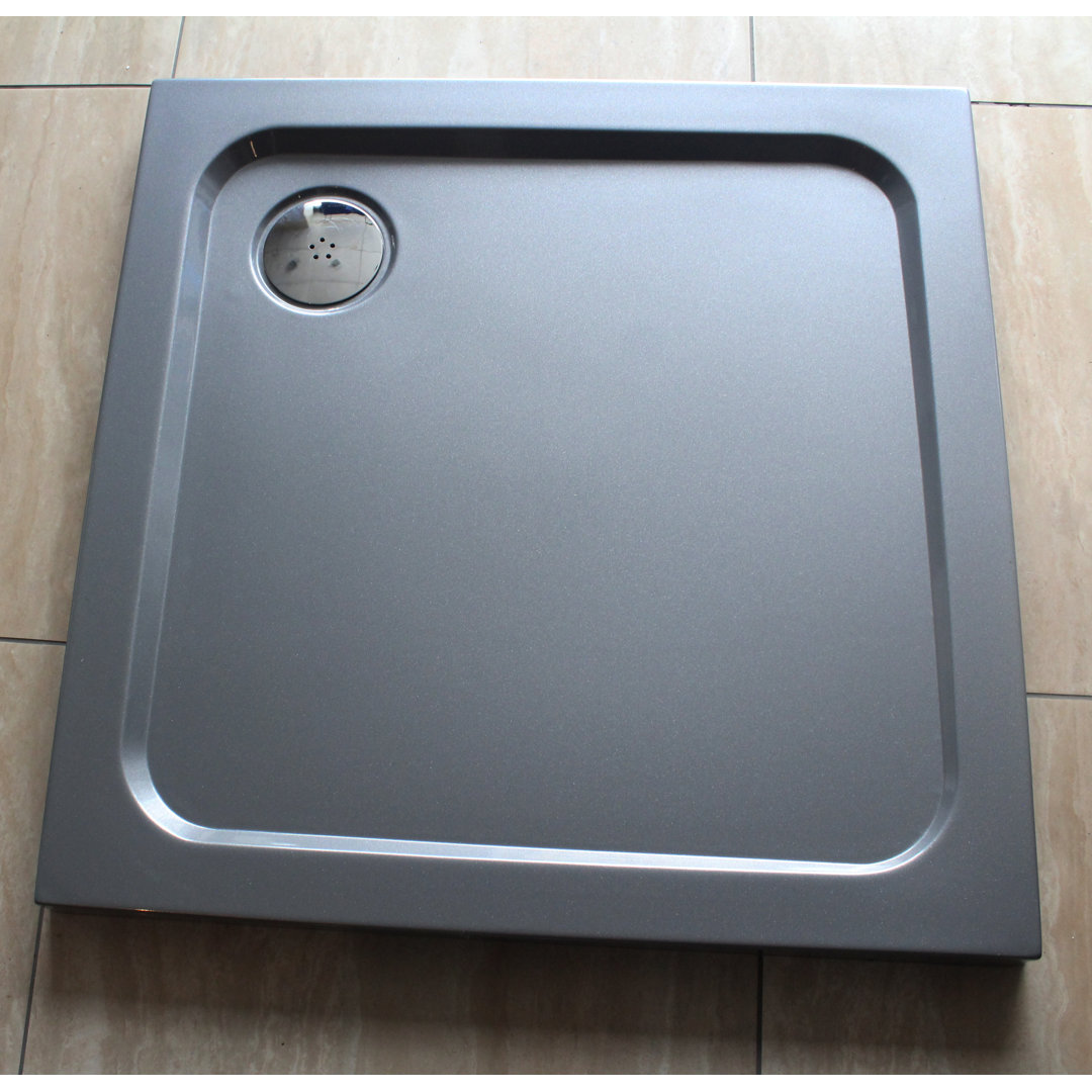 Slimline 35Mm 900X800 Rectangle Black Gloss Stone Shower Tray