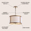 Luminaire suspendu tambour unique à 4 lumières Cassie-32866982