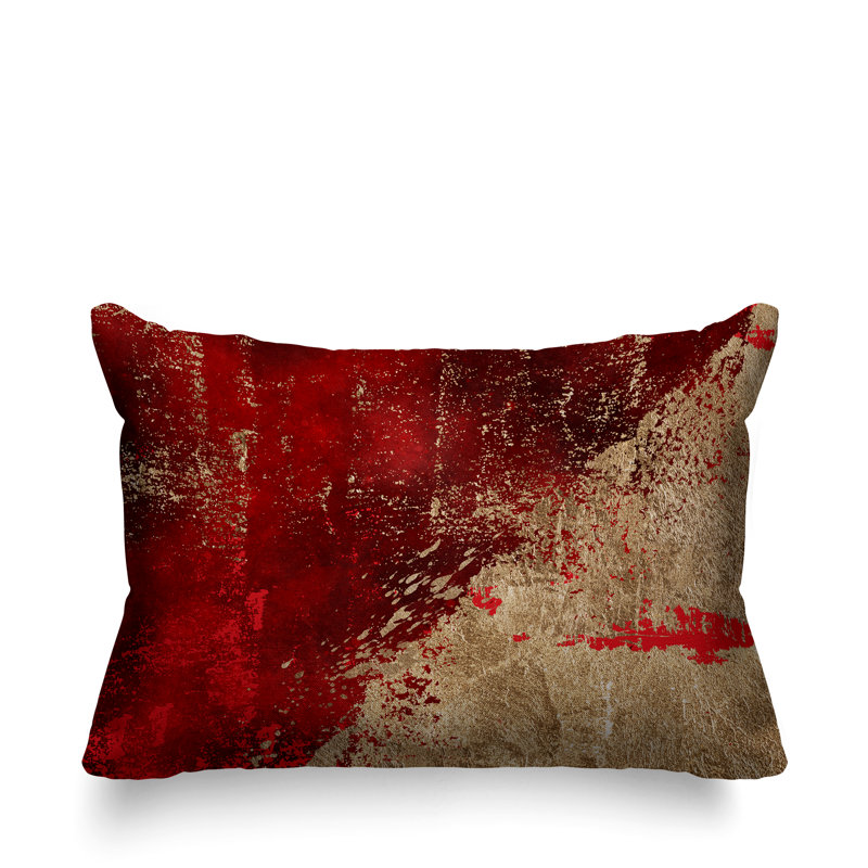 Coussin lombaire abstrait intérieur / extérieur, Rouge / or