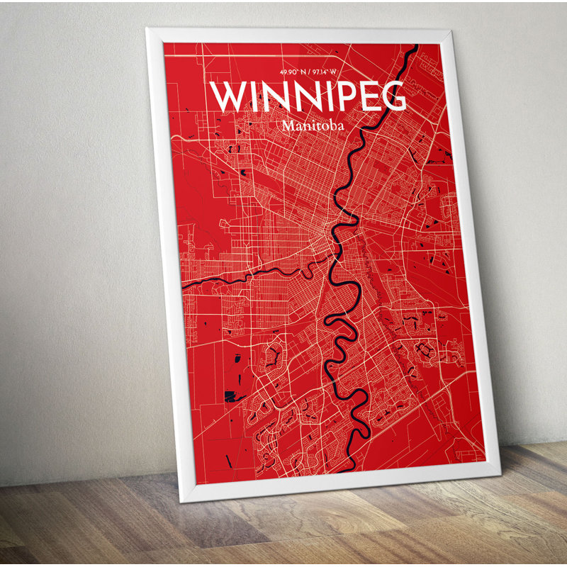 Winnipeg City Map - No Frame Print, 43 cm H x 28 cm W
