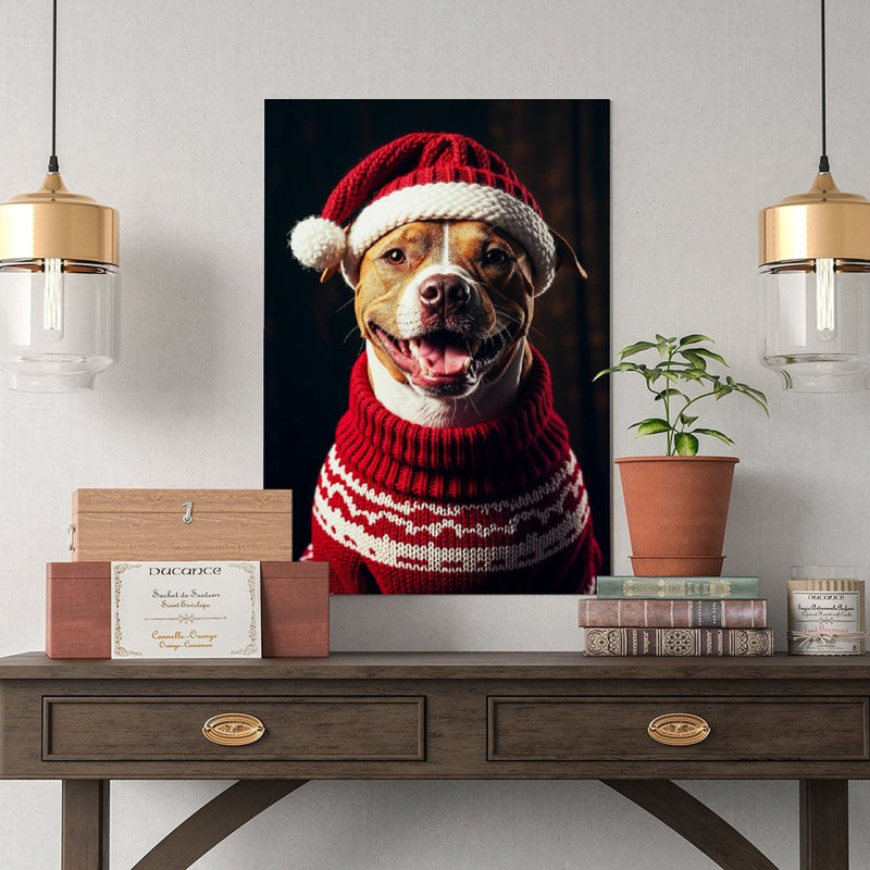 Reproduction d'art sur toile, "Mignon chien de Noël", 12 po x 18 po