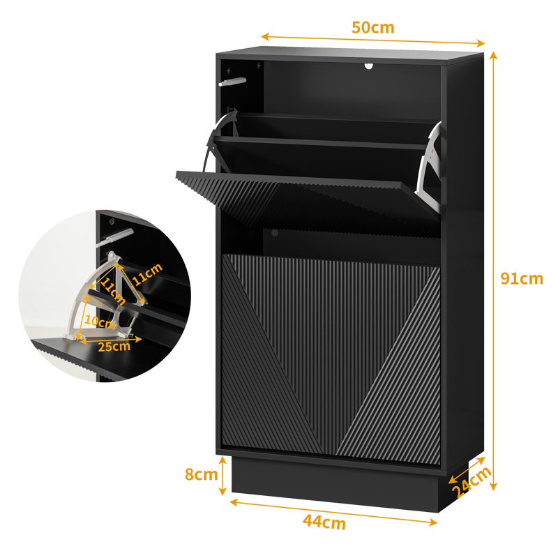 8 Pair 2 FliP Drawers Shoe Storage Cabinet