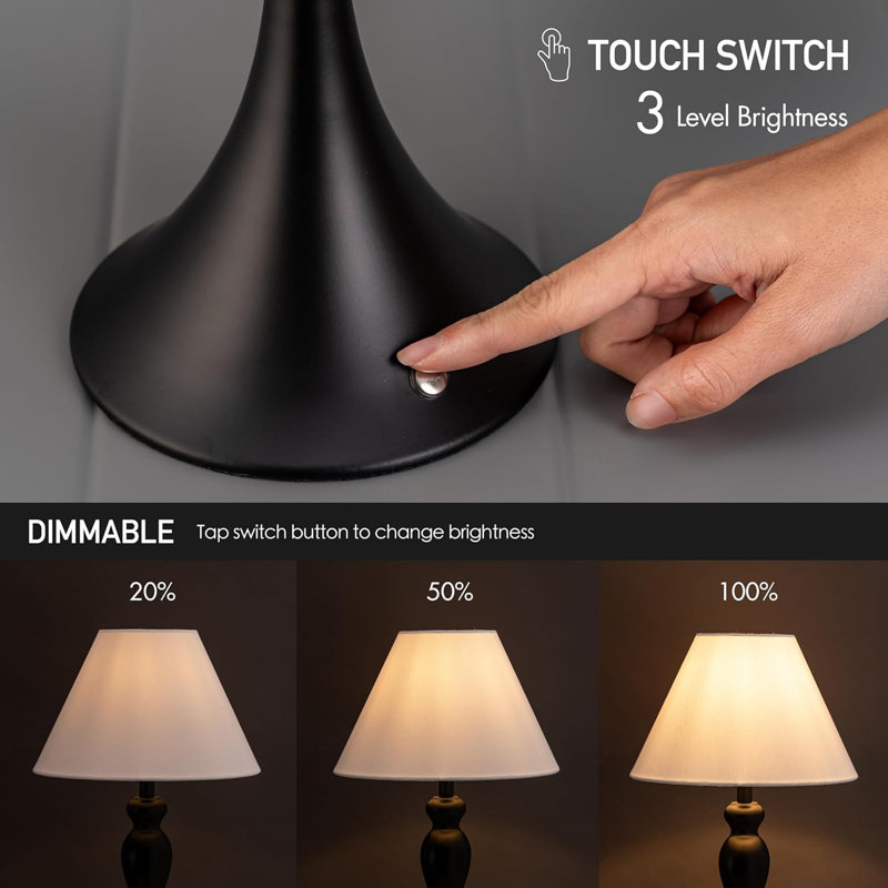 Ember Rechargeable Table Lamp – Cordless, Touch Dimmable, Battery Operated, E26 LED Bulb, Type-C Fast Charging, Portable Lamp for Bedroom, Living Room, Office