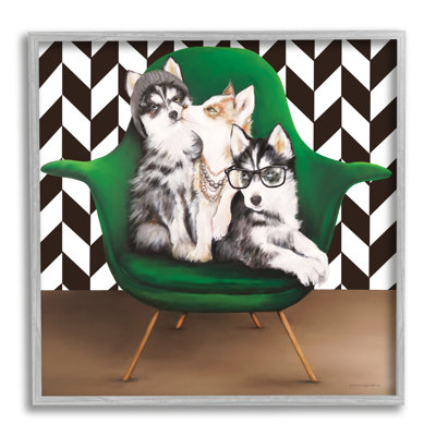 Hipster Dogs Green Mod Chair Modern Room Interior