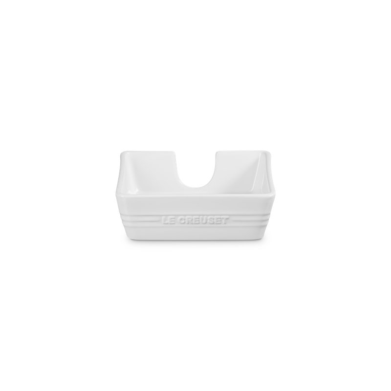 Le Creuset Stoneware Signature Cocktail Napkin Holder 6 In Shallot, White