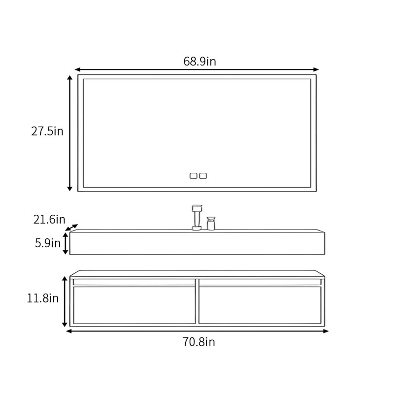 Retro high-end and simple bathroom cabinet, 71"