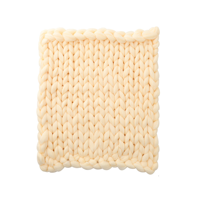 Oralia Chunky Knit Throw Blanket Handwoven Home Decor, W80 x L100cm, Beige
