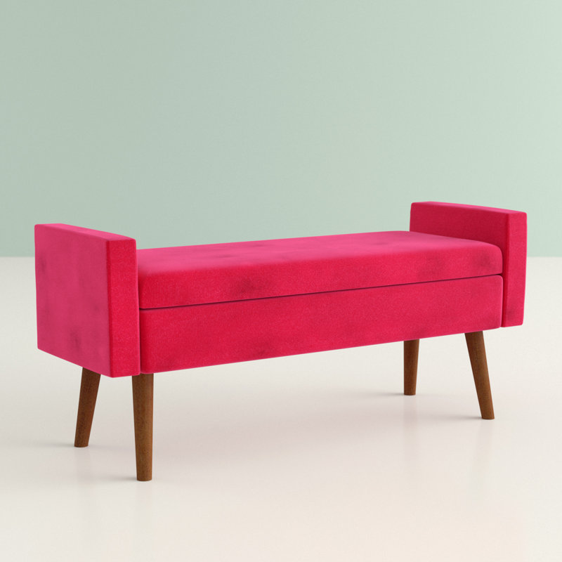 Carkin Velvet Upholstered Storage Bench, Pink