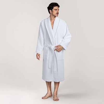 Peignoir en microfibre 100 % coton pour homme – Peignoir en éponge doux, absorbant et respirant avec ceinture et poches – Tailles P à TG