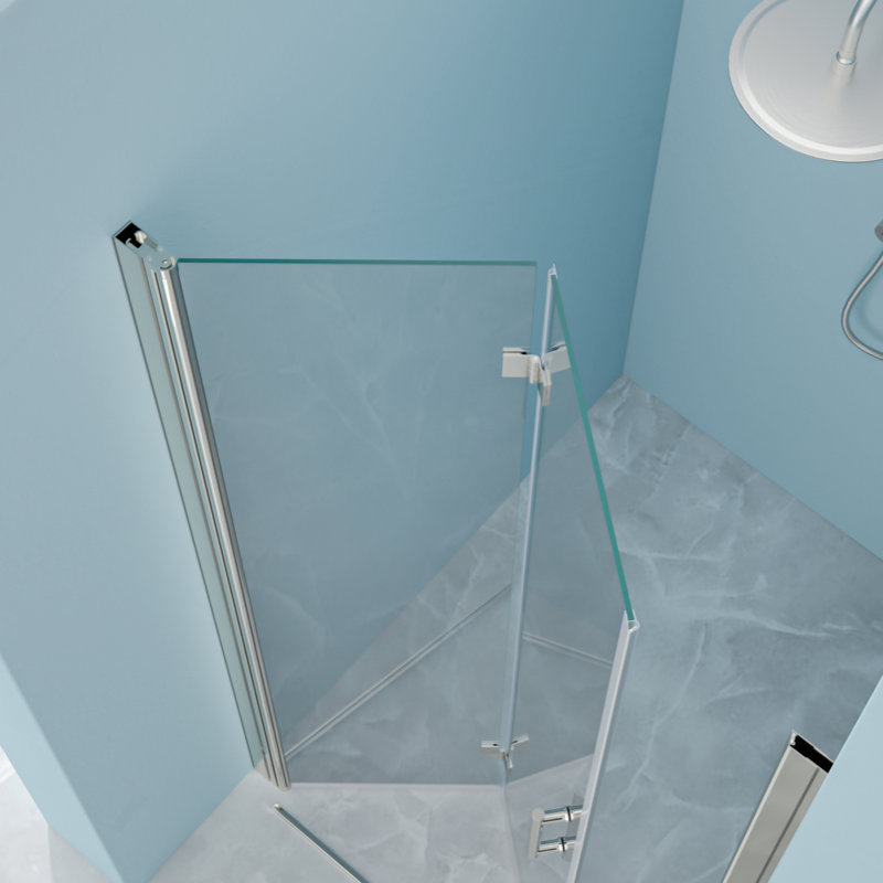 30"W X 72"H Fold Frameless Shower Door With Tempered Glass, Chrome