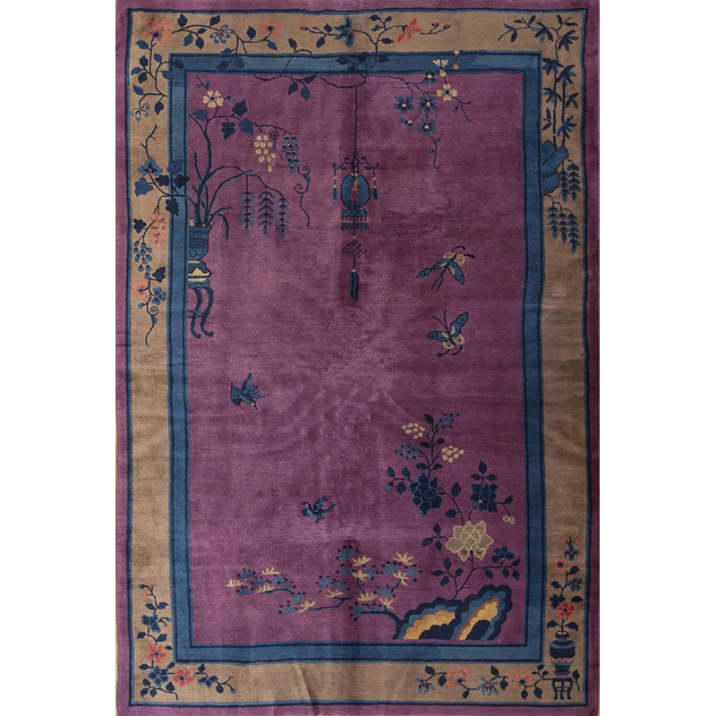 Purple Antique Floral Art Deco Chinese Carpet