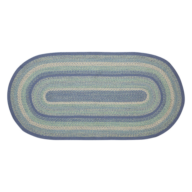 Tapis ovale fait à la main bleu / vert Marenses, Ovale 3 pi x 6 pi