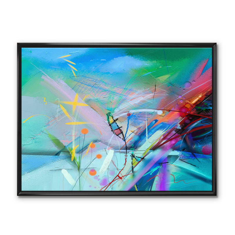 «Abstract Colorful Seascape IX», reproduction d'impression sur toile, H 30 po x l 40 po x 1,5 po, Toile avec cadre noir