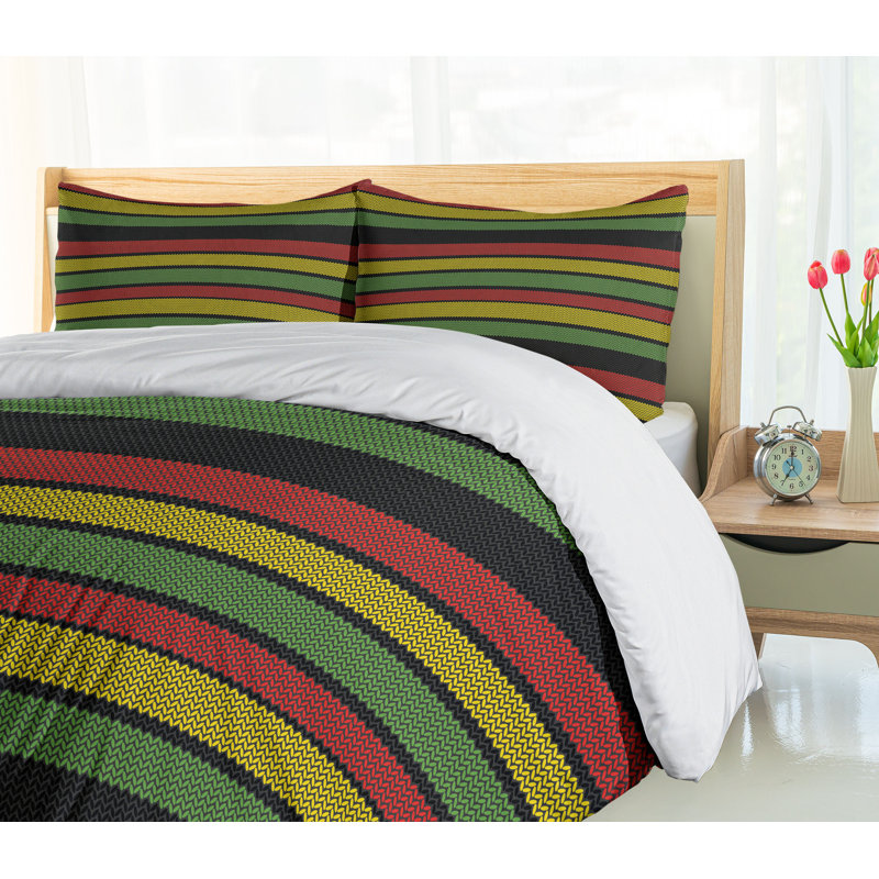 King Size Multicolor Knitted Effect Duvet Cover Set