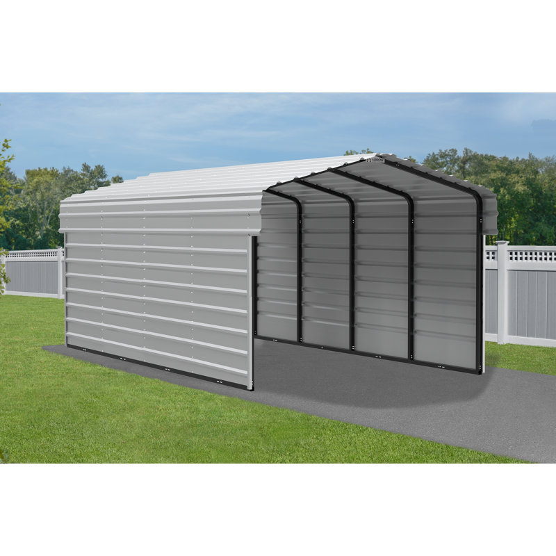 10' x 20' Eggshell Steel Carport Kit with Enclosure