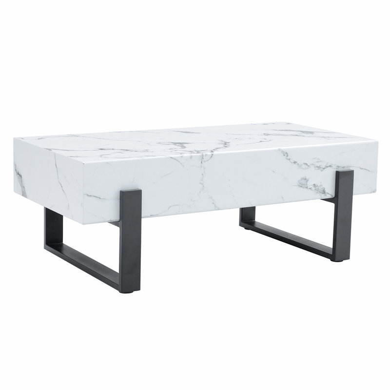 Minimalist MDF Marble-Patterned Coffee Table