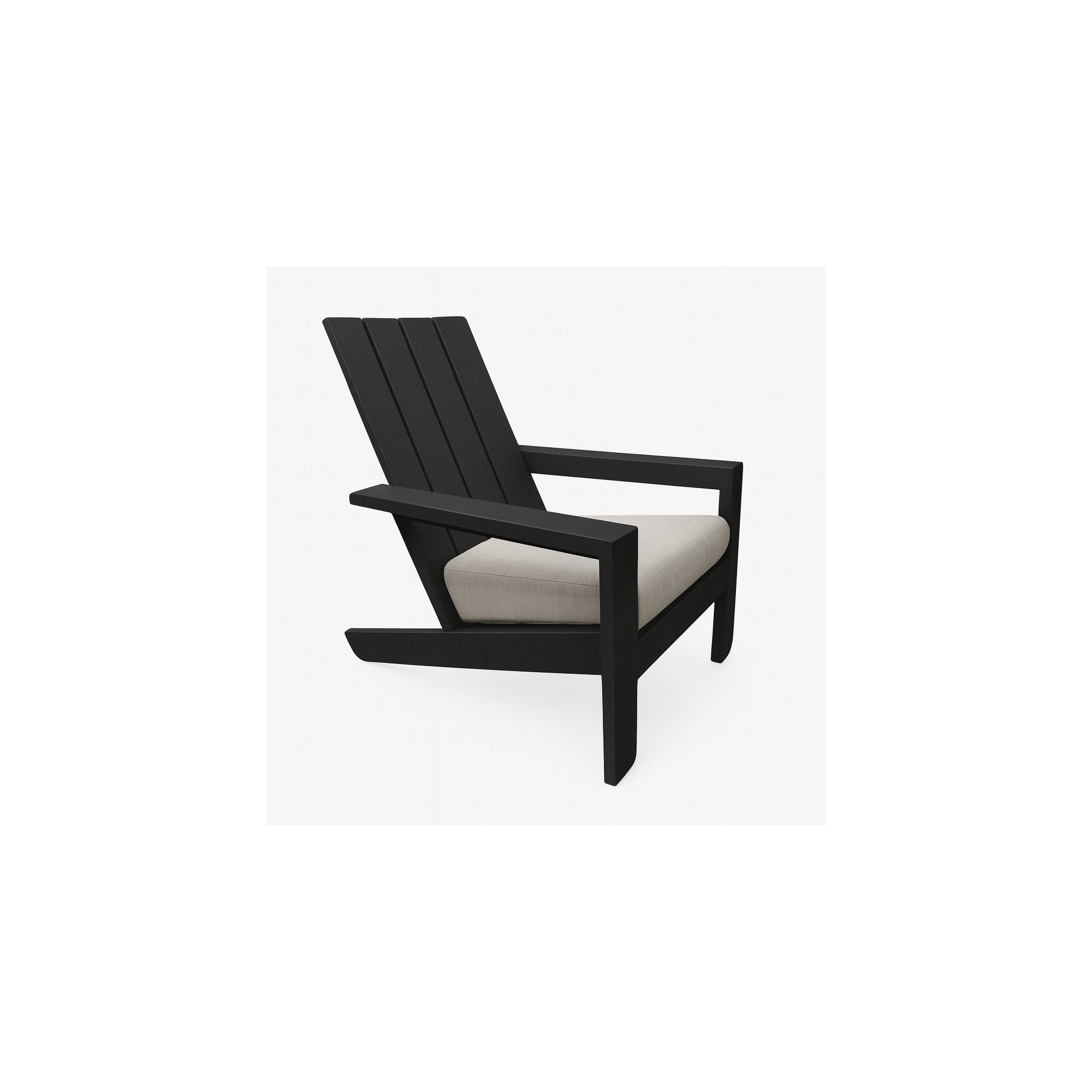 Rhys Aluminum Adirondack with Sunbrella Cushion, Black
