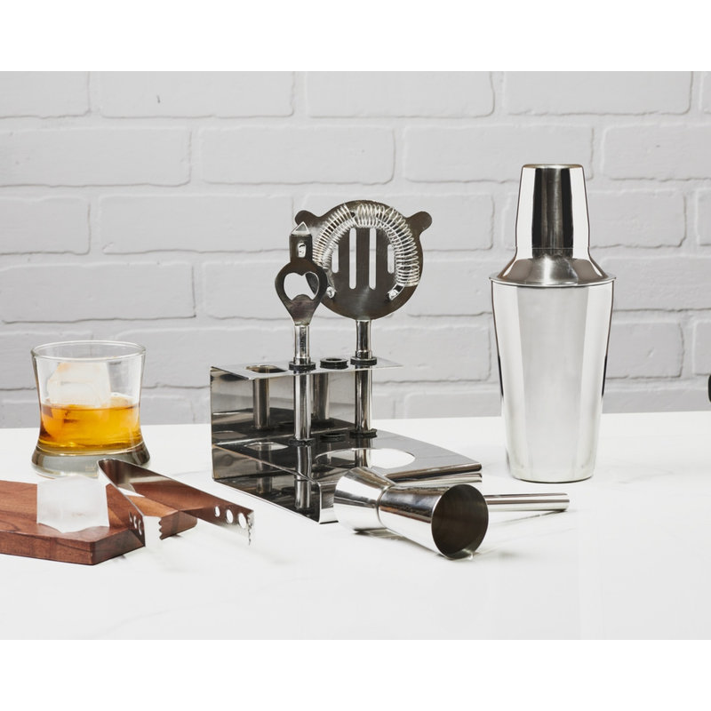 Stainless Steel 6-Piece Bar Tool Set with Strainer and Jigger