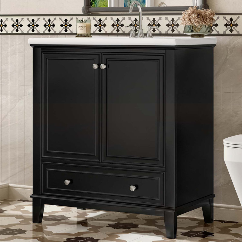 Meuble-lavabo de salle de bain avec lavabo, rangement multifonctionnel et tablette réglable pour les salles de bain modernes