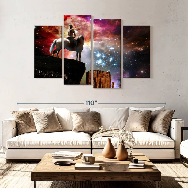 Lelar Native American Warrior At Night, 54" H x 84" W