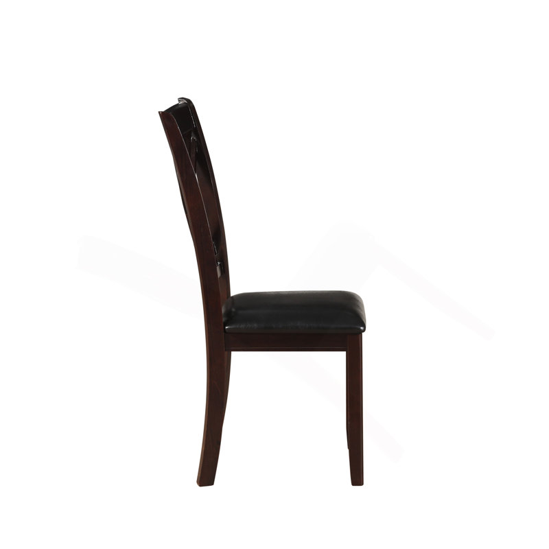 Ensemble de 2 chaises d'appoint en cuir synthétique noir et finition espresso Katrien