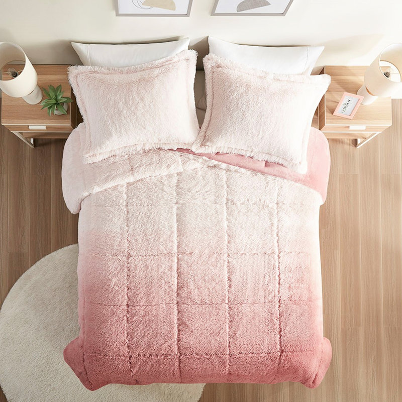 Édredon en fausse fourrure Blush Warm - simple / simple TG, ombre, douillet, doux, lavable à la machine