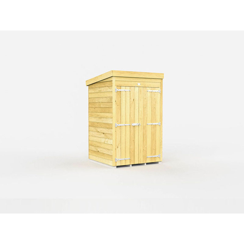 4ft x 4ft Pent Shed - Double Door without Windows