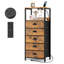 Commode 5 tiroirs avec station de charge, table de chevet avec tiroirs, table de chevet avec prises inviolables, port USB et de type C, commode pour chambre à coucher, commode avec tablette ouverte-1397117341